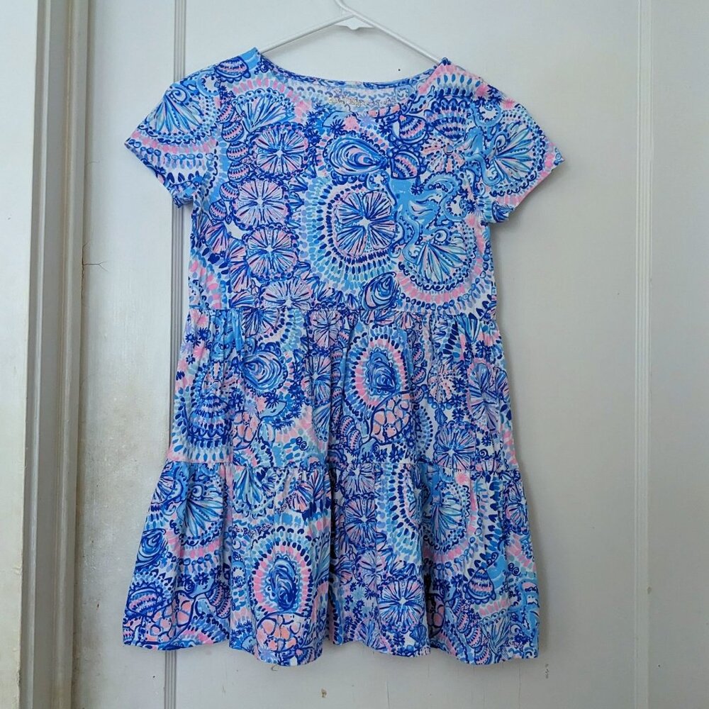 Lilly Pulitzer Geanna Swing Dress Blue Grotto Girls Size 8/10 years